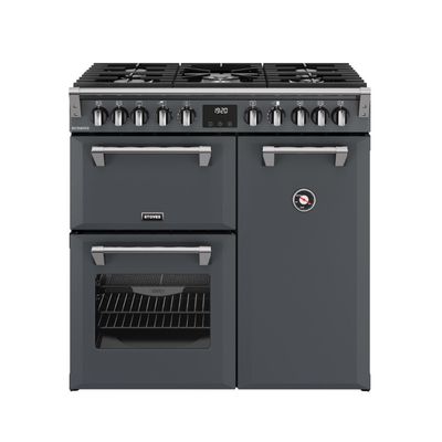 STOVES Richmond 90DF 90 cm Dual Fuel Range Cooker - Anthracite & Chrome, Silver/Grey,Black