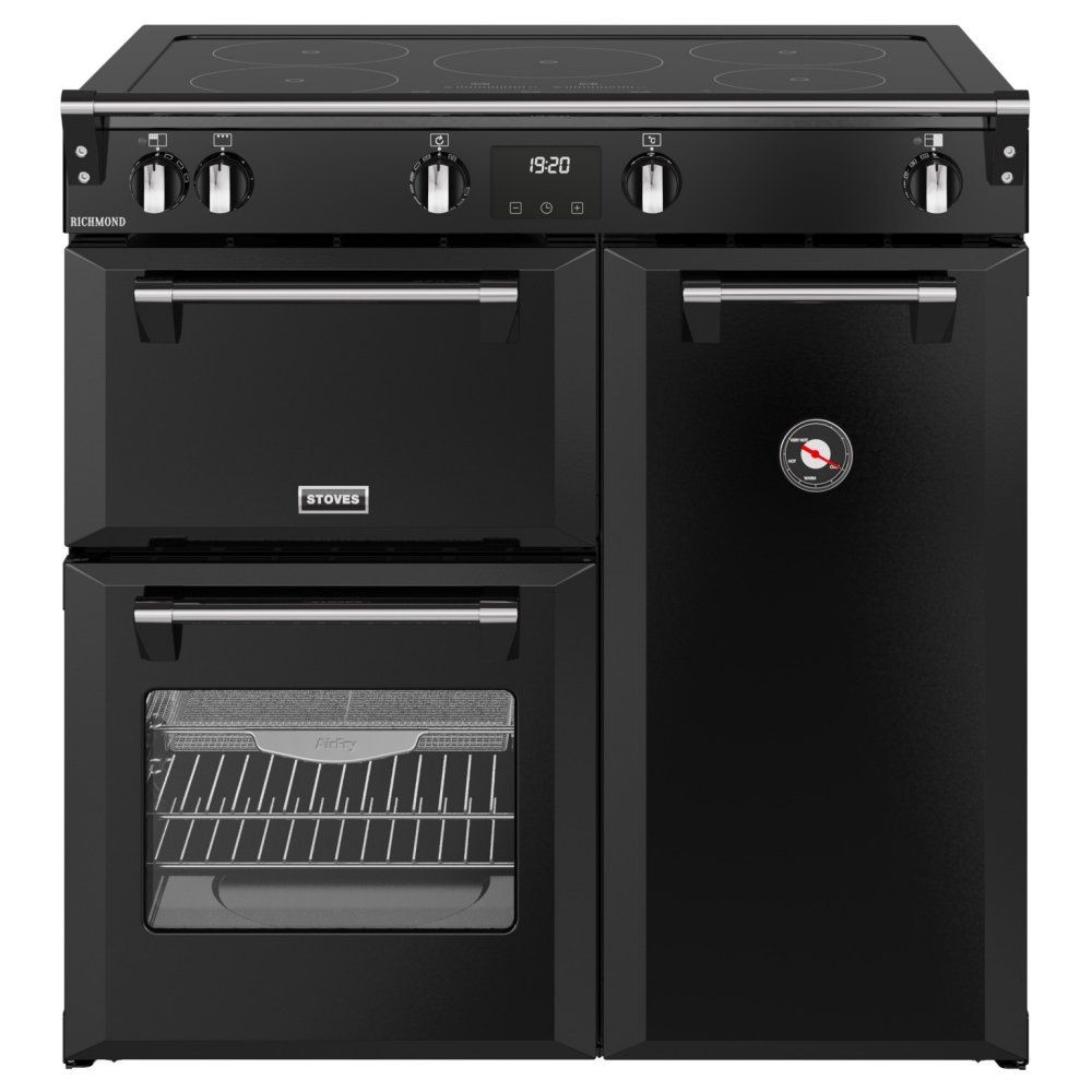 STOVES Richmond 90Ei Electric Induction Range Cooker - Black & Chrome, Silver/Grey,Black - Image 1