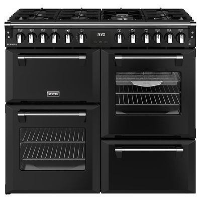STOVES Richmond 100DF Dual Fuel Range Cooker - Black & Chrome, Silver/Grey,Black
