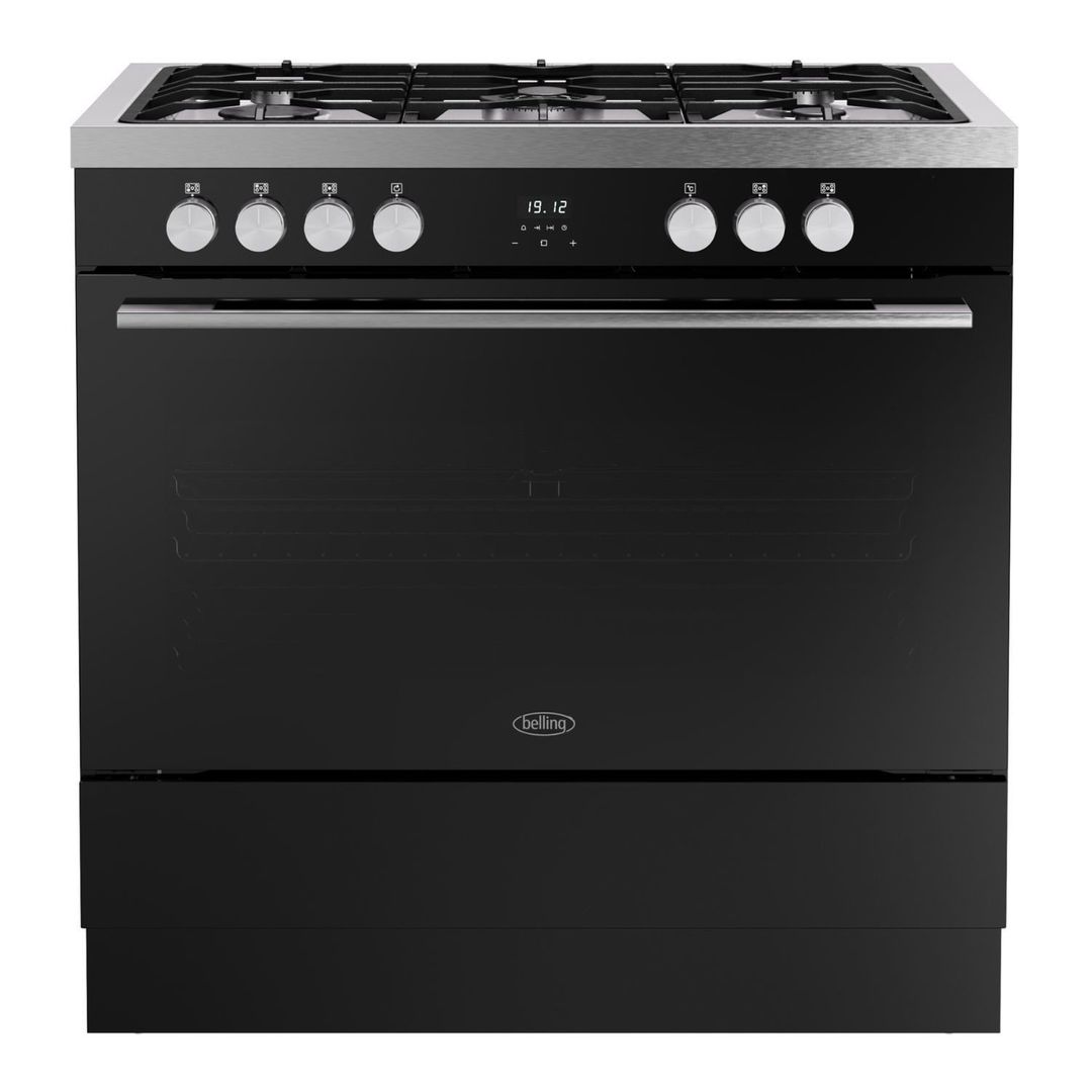 Belling BEL RCA VISION SGL 90DF BSS 90cm Single Cavity Dual Fuel Range Cooker 12040 - BLACK - Image 1