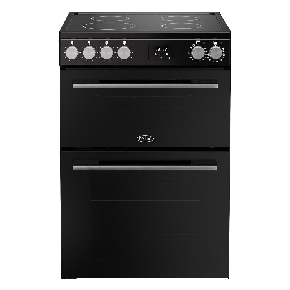 Belling Vision 60cm Electric Cooker with Induction Hob - Black & Silver Steel - Image 1
