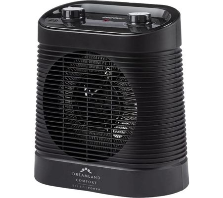 DREAMLAND Silent Power Comfort Portable Hot & Cool Fan Heater - Black, Black
