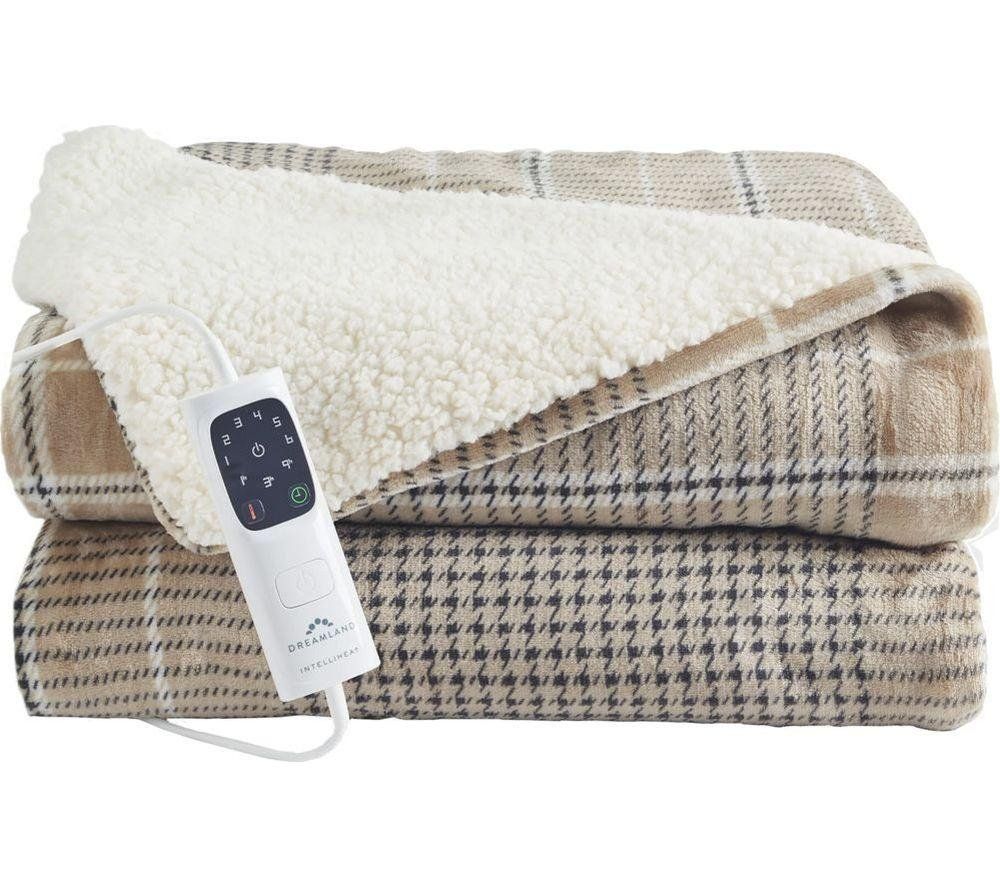 DREAMLAND Nap Time Electric Overblanket - Beige Tartan, 180 x 135 cm - Image 1