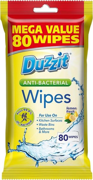 Duzzit Antibacterial Lemon Fresh Wipes 80 Pack