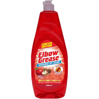 Elbow Grease Apple & Cinnamon Washing Up Liquid 600ml - Red / Apple & Cinnamon