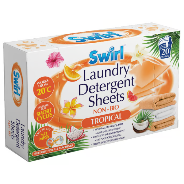 Swirl Laundry Detergent Sheets Non-Bio Tropical 20 Pack - Image 1