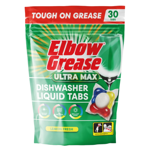 Elbow Grease Ultra Max Dishwasher Liquid Tabs Lemon Fresh 30 Pack - Image 1