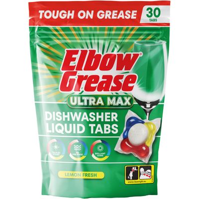 Elbow Grease Ultra Max Dishwasher Liquid Tabs Lemon Fresh 30 Pack - Thumbnail 2