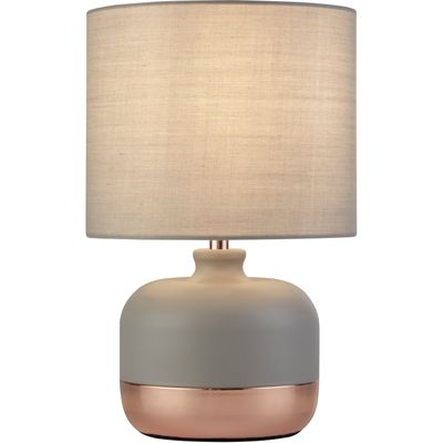 Searchlight Tamsin table lamp, grey, metal/textile, height 27 cm, E14 - Thumbnail 2