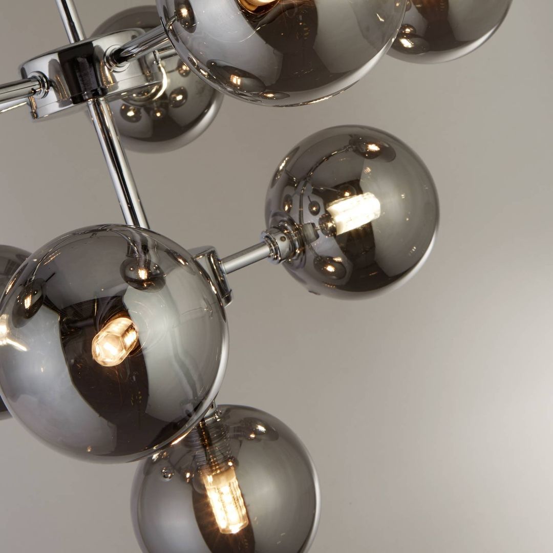 Searchlight Zarath pendant light, smoky grey, glass, 9-bulb, Ø 49 cm - Image 1