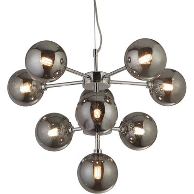 Searchlight Zarath pendant light, smoky grey, glass, 9-bulb, Ø 49 cm - Thumbnail 2