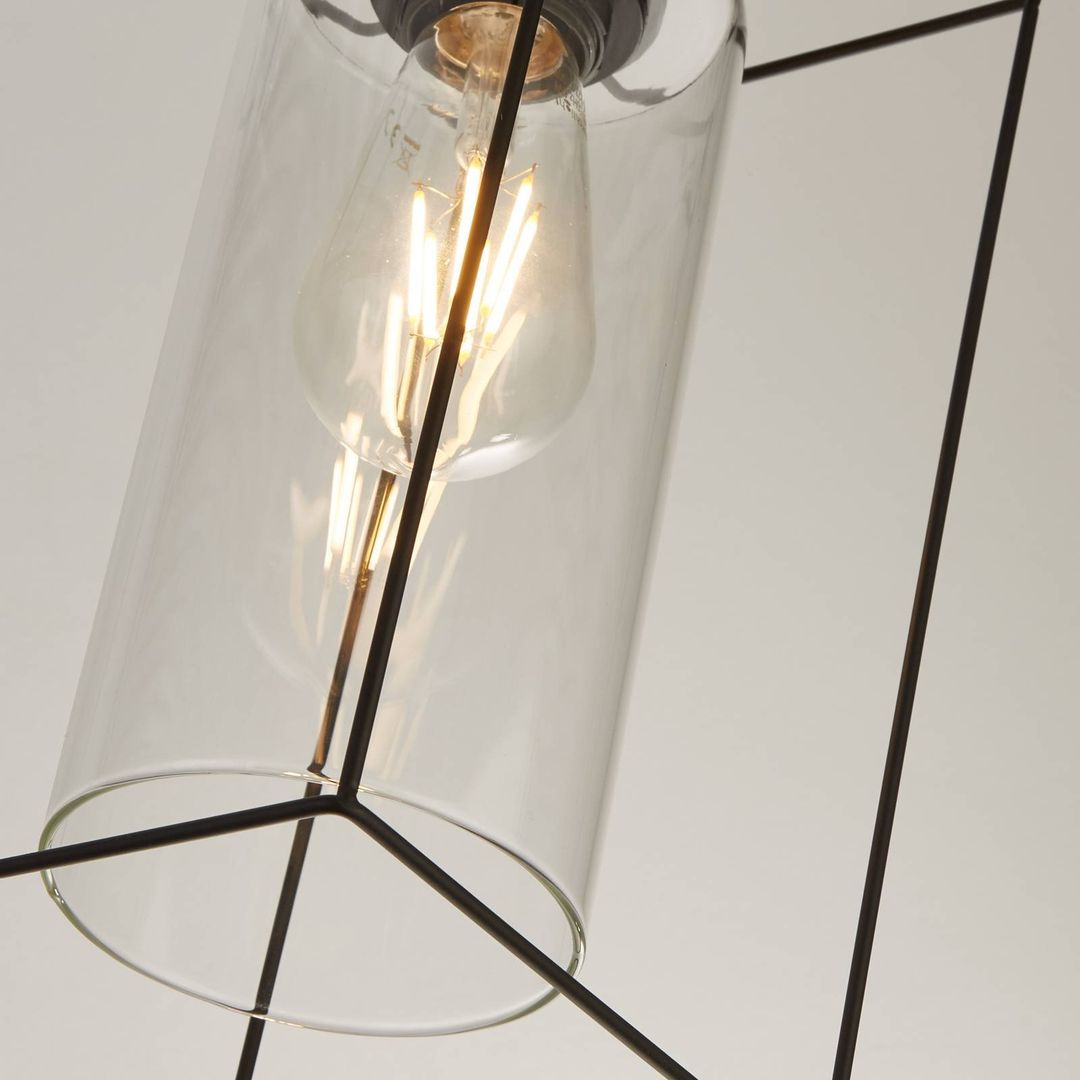 Searchlight Vesperon pendant light, transparent, glass, 3-bulb, 75 cm - Image 1