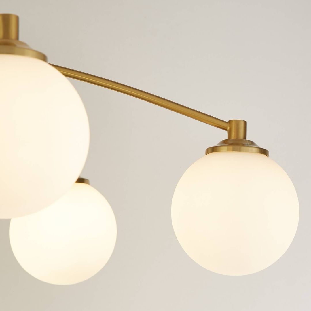 Searchlight Feylinn ceiling light, white/brass, glass, Ø 75 cm, 6-bulb. - Image 1