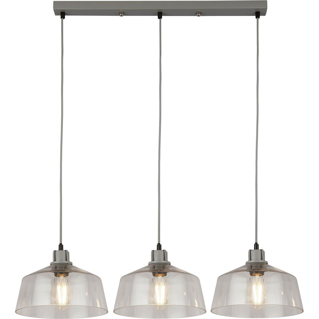 Clear glass and grey 3 light bar - Grey - Image 1