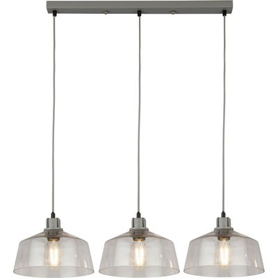 Clear glass and grey 3 light bar - Grey