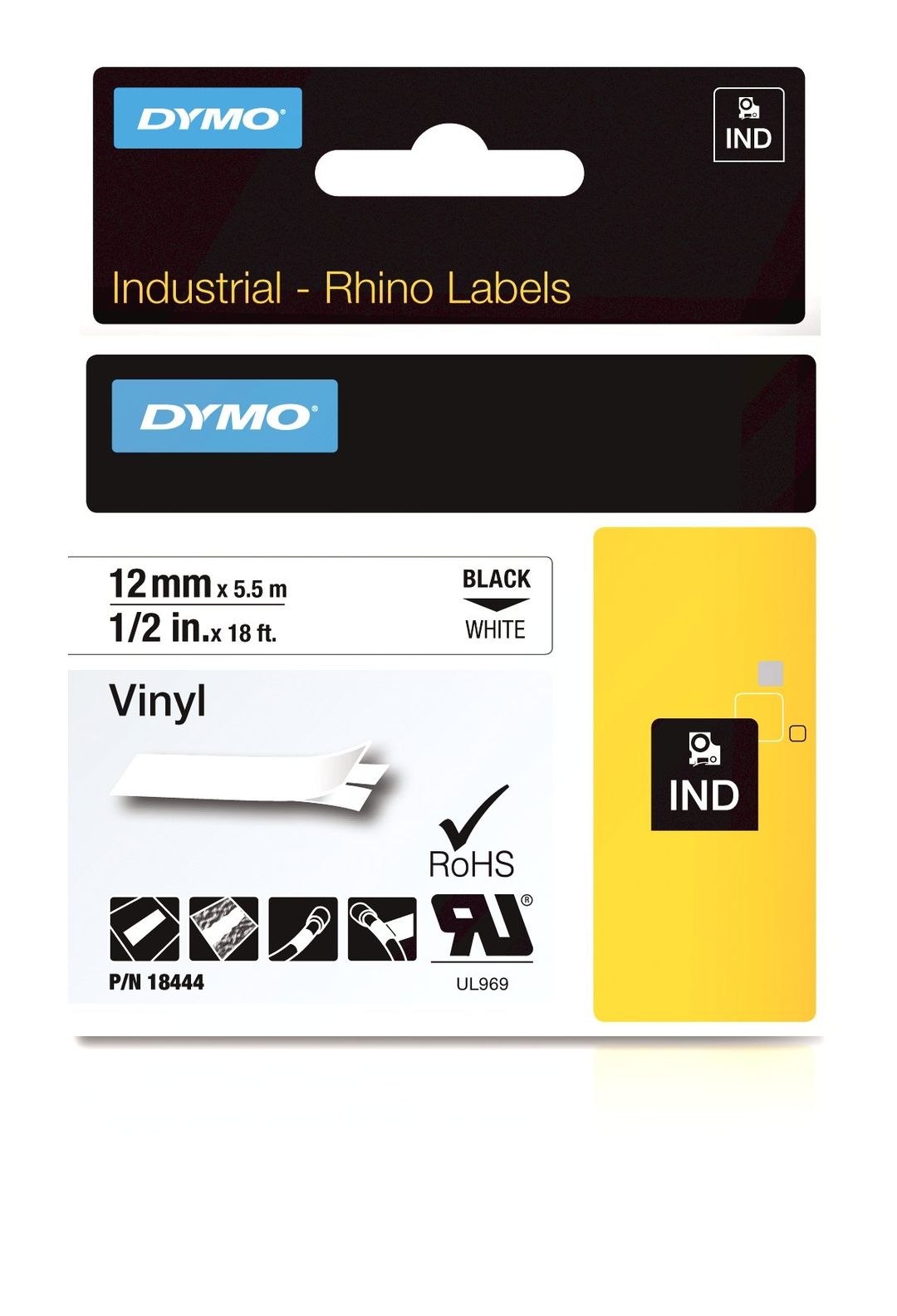 DYMO IND Durable Vinyl Labels - 12mm x 55m - Image 1