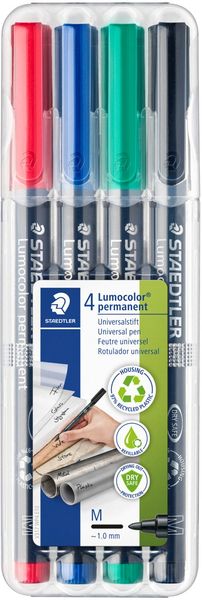 Staedtler Lumocolor 317 WP4 permanent marker Black Blue Green Red 4 pc(s)
