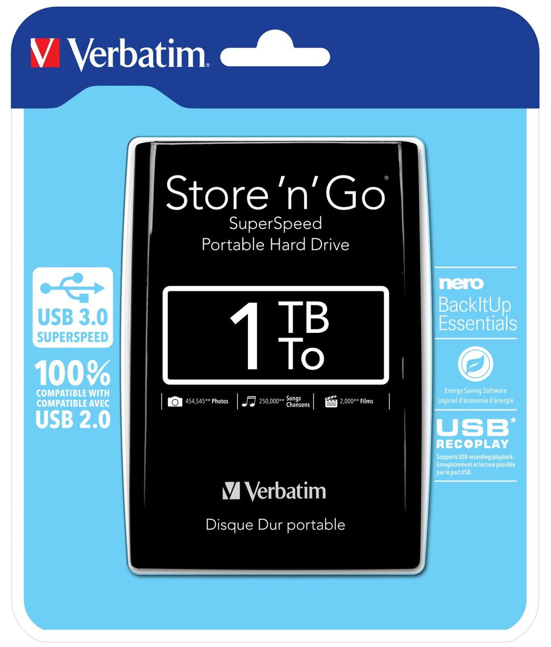 Verbatim Store 'n' Go USB 3.0 Portable Hard Drive 1TB Black - Image 1