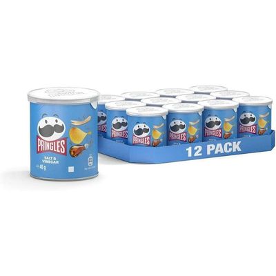 PRINGLES Salt & Vinegar Flavour 40g Tube (Pack 12) - 0401085x12