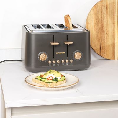 SALTER Pebble EK5823CB 4-Slice Toaster - Charcoal, Silver/Grey