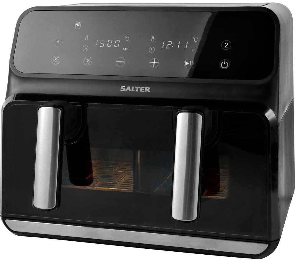 Salter Dual Air Fryer with Compartment Divider - Black - Image 1