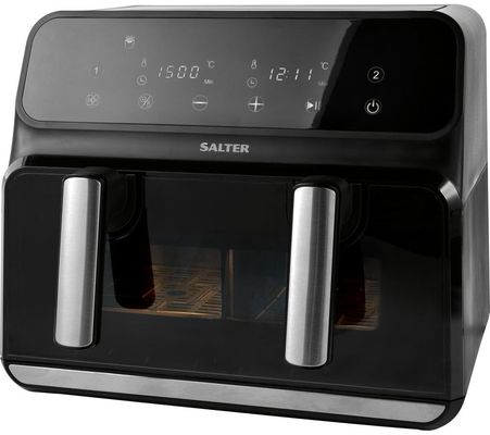 Salter Dual Air Fryer with Compartment Divider - Black