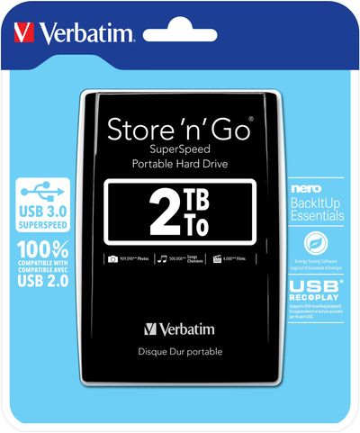 Verbatim Store 'n' Go USB 3.0 Portable Hard Drive 2TB Black