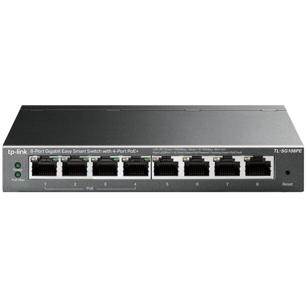 TP-Link TL-SG108PE network switch Managed L2 Gigabit Ethernet (10/100/1000) Power over Ethernet (PoE) Black - Image 1