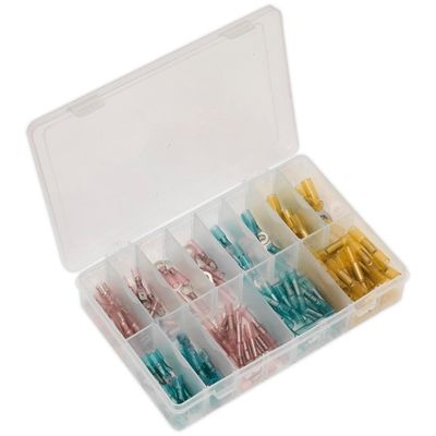 Sealey AB037HT Adhesive Lined Heat Shrink Terminal Assortment 142Pc Blue Red & Yellow