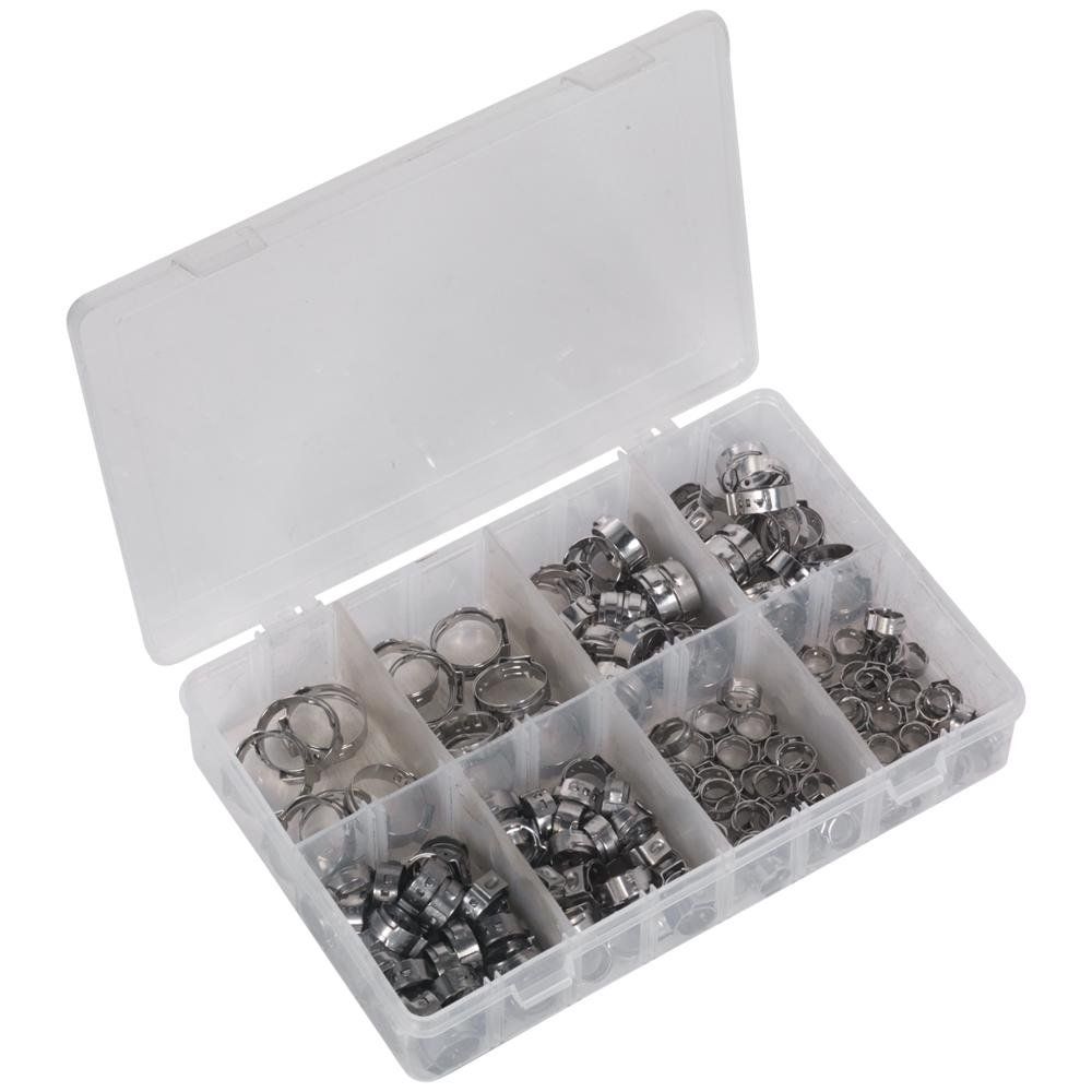 Sealey AB043SE O-Clip Single Ear Assortment 160Pc Stainless Steel - Image 1