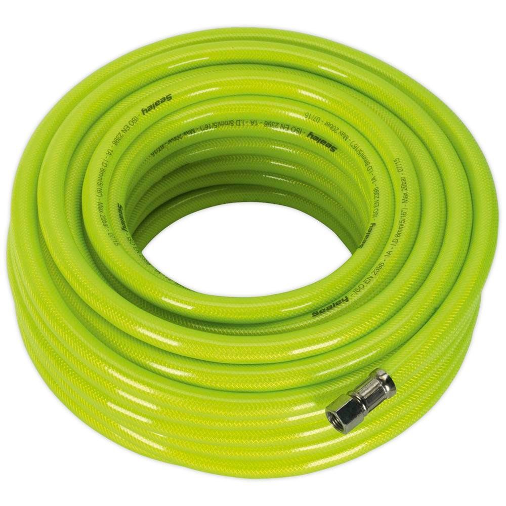 Sealey AHFC20 Air Hose High-Visibility 20M X Ø8Mm With 1/4inBsp Unions - Image 1