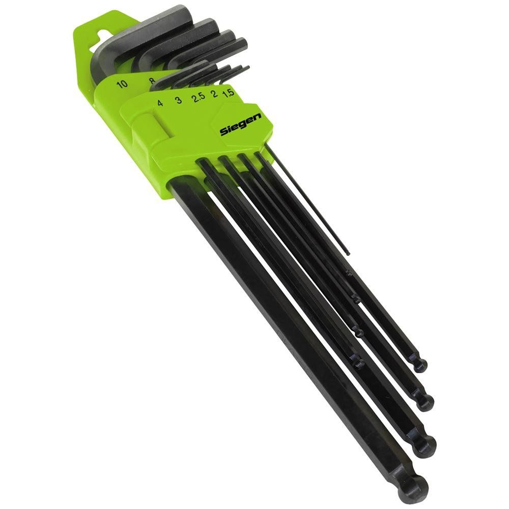 Siegen 9 Piece Extra Long Metric Ball End Hex Key Set - Image 1