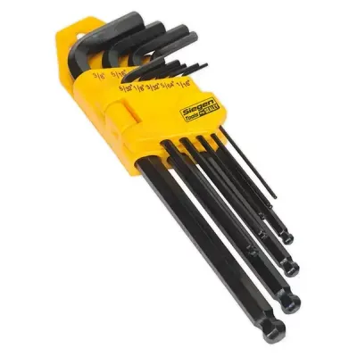 Siegen Ball-End Hex Key Set 9Pc Long Imperial | S01098 | Euro Car Parts