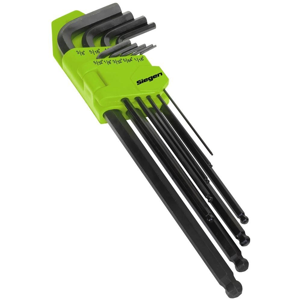Siegen 9 Piece Extra Long Imperial Ball End Hex Key Set - Image 1