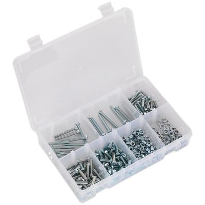 Sealey AB049SNW Setscrew Nut & Washer Assortment 444Pc High Tensile M5 Metric