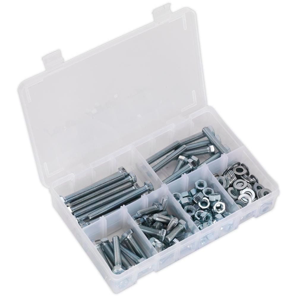 Sealey AB051SNW Setscrew Nut & Washer Assortment 220Pc High Tensile M8 Metric - Image 1
