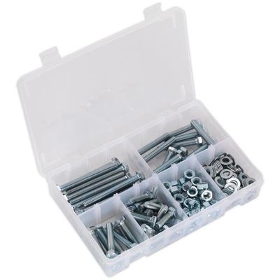 Sealey AB051SNW Setscrew Nut & Washer Assortment 220Pc High Tensile M8 Metric