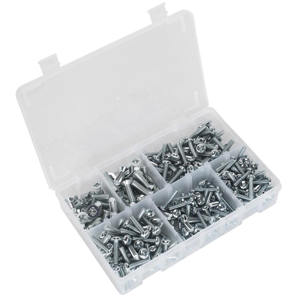 Sealey AB054MS Machine (Body) Screw Assortment 264Pc M5-M8 Countersunk & Pan Head Pozi - Metric - Image 1
