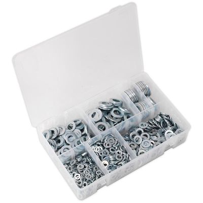 Sealey AB055WA Flat Washer Assortment 1070Pc M5-M16 Form A Metric