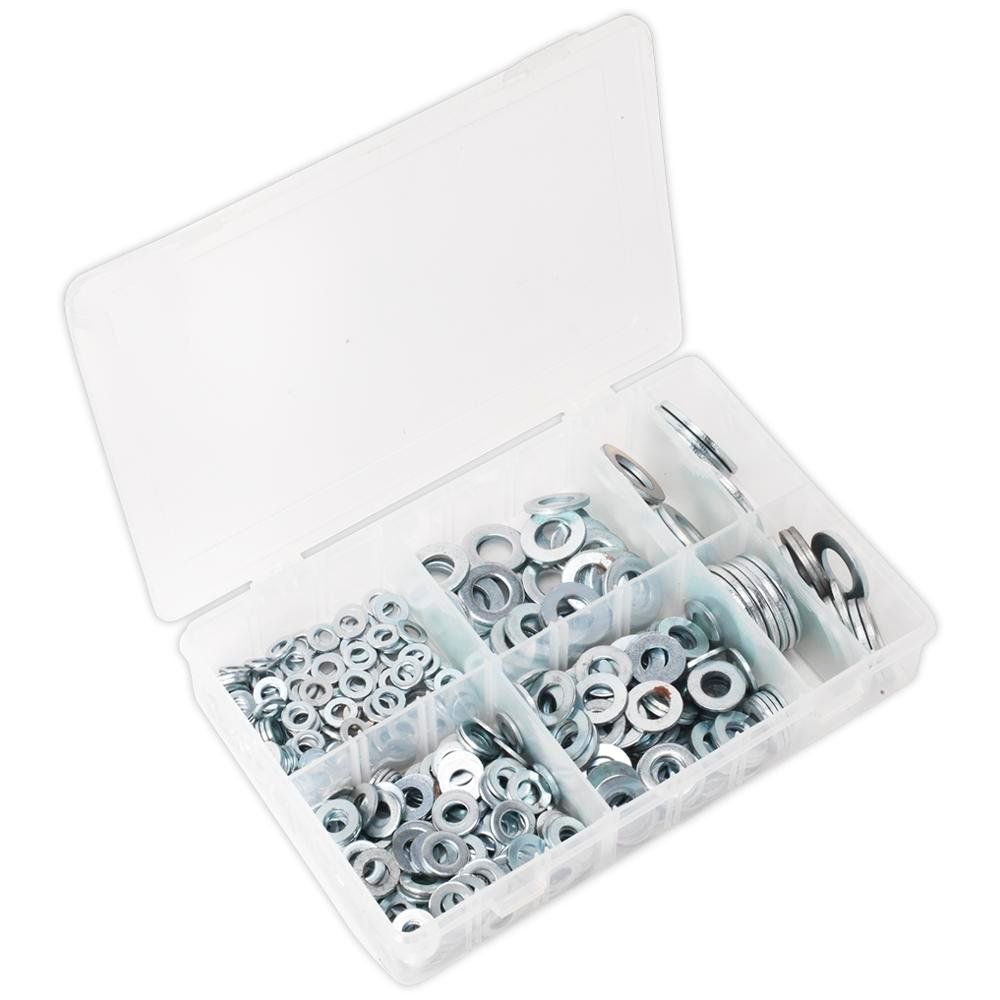 Sealey AB056WC Flat Washer Assortment 495Pc M6-M24 Form C Metric - Image 1