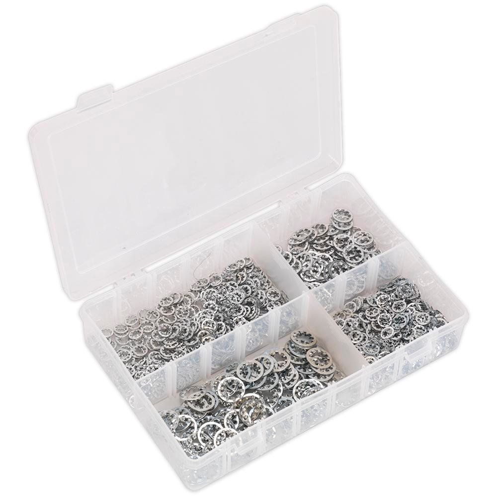 Sealey AB057LW Lock Washer Assortment 1000Pc Serrated Internal M5-M10 Metric - Image 1