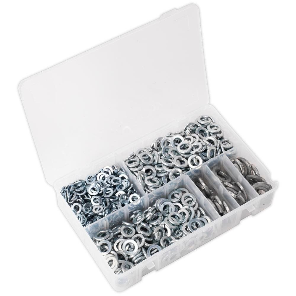 Sealey AB058SW Spring Washer Assortment 1010Pc Din 127B M6-M16 Metric Zinc - Image 1