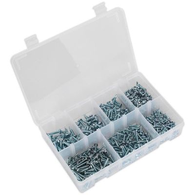 Sealey AB060SDS Self-Drilling Screw Assortment 500Pc Pan Head Phillips Zinc