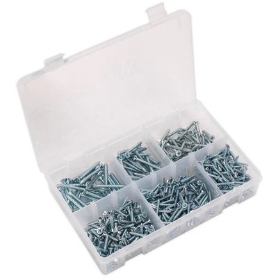 Sealey AB062STCS Self-Tapping Screw Assortment Din 7982 510Pc Countersunk Pozi Zinc