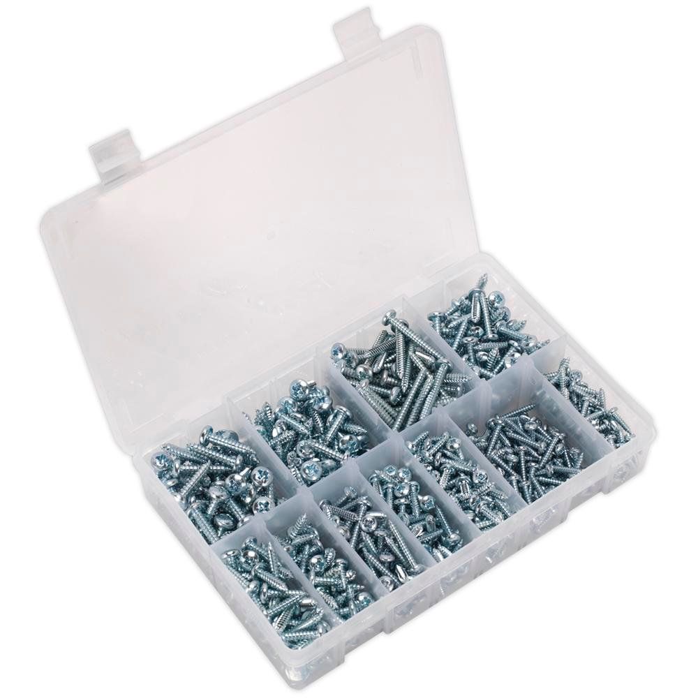 Sealey AB063STPH Self-Tapping Screw Assortment Din 7981Cz 700Pc Pan Head Pozi Zinc - Image 1