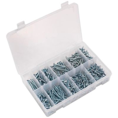 Sealey AB065STCP Self-Tapping Screw Assortment 600Pc Countersunk Pozi Zinc