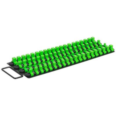 Sealey AK27051HV Socket Rail Tray 1/4in 3/8in & 1/2inSq Drive - Hi-Vis Green