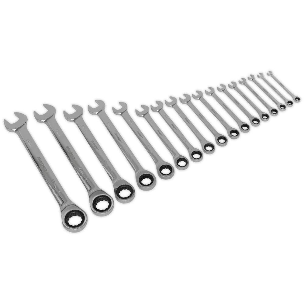 Siegen S01156 17 Piece Combination Ratchet Spanner Set Metric - Image 1
