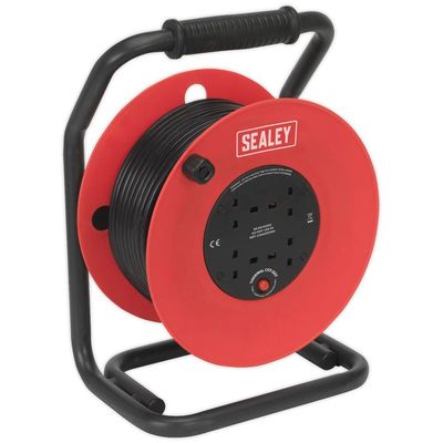 Sealey 50M Heavy-Duty Cable Reel With Thermal Trip 4 X 230V - Thumbnail 3