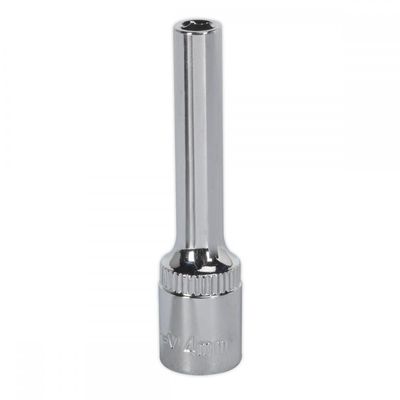 Sealey 1/4" Drive Polished Deep Hexagon WallDrive Socket Metric 1/4" 4mm